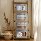 Contenedores de almacenamiento con tapas, contenedores de almacenamiento de tela con ventana, cestas plegables para estantes, paquete de 4, cajas decorativas para el hogar para ropa, armario