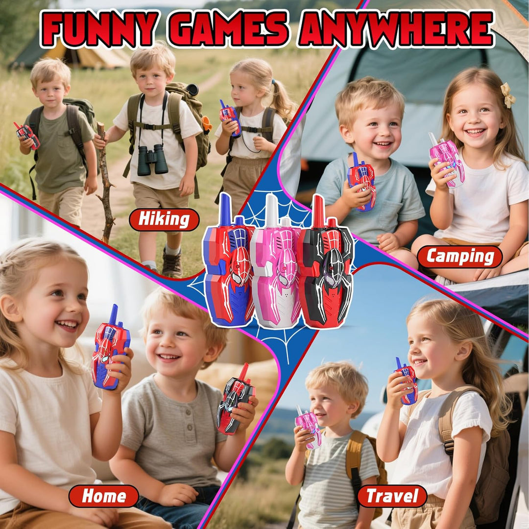 Paquete de 3 walkie talkies para niños, Spider juguetes paquete de...
