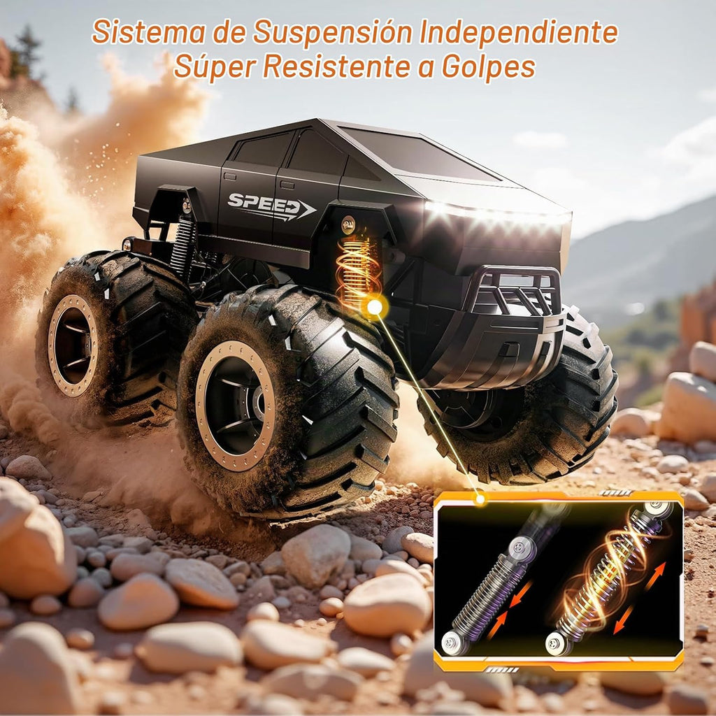 Coche de control remoto Monster Truck de juguete todoterreno – 4WD impermeable RC para todo terreno, escala 1:16, juguetes de camión monstruo de 2.4GHz, vehículos pick-up de 2.4GHz, regalos para niños