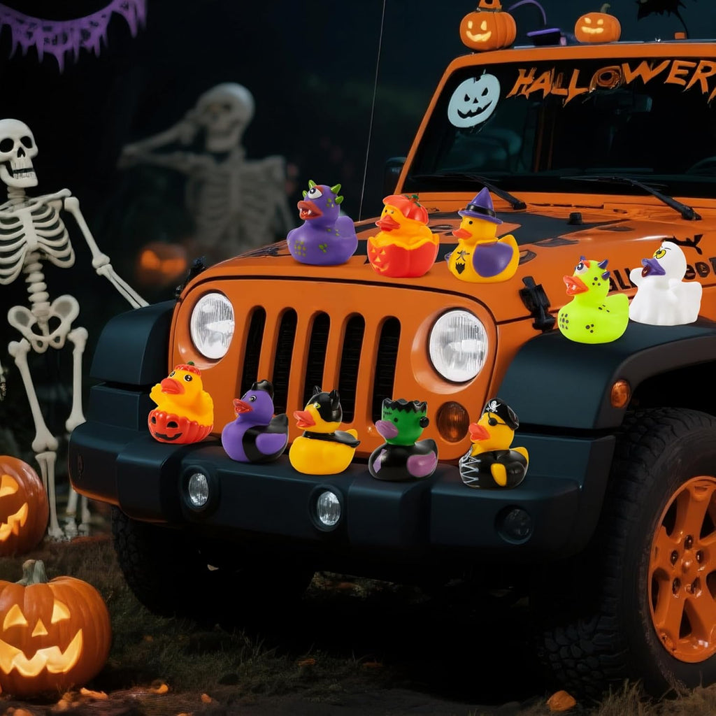 JOYIN 24 piezas de juguetes de baño de patos de Halloween, patos de goma de Halloween a granel para recuerdos de fiesta, mini patitos para bañera de bebé, juguetes para dulce o truco, rellenos de