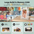 Frameo 7INCH WiFi Acrílico Marco Digital de Fotos, Pantalla IPS 1024 * 600, 32GB de Memoria Incorporada, Rotación Automática, Comparte Tu Amor En Cualquier Momento y Lugar