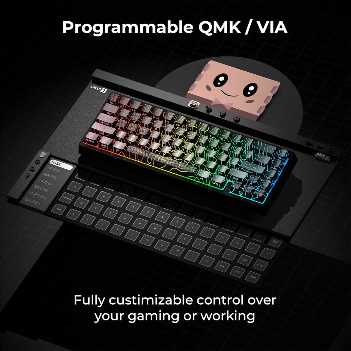 HITIME x XVX M67 - Teclado inalámbrico 60% por ciento, teclado gami...