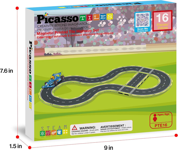 PicassoTiles Azulejos Magnéticos de Construcción Pista de Autos Veh...