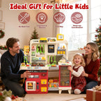Juego de cocina para niños con luces, sonidos y vapor, juego de cocina grande para niños pequeños con fregadero, parrilla, juegos de comida para niños, accesorios de cocina de juguete, juego de cocina con bolsa de almacenamiento