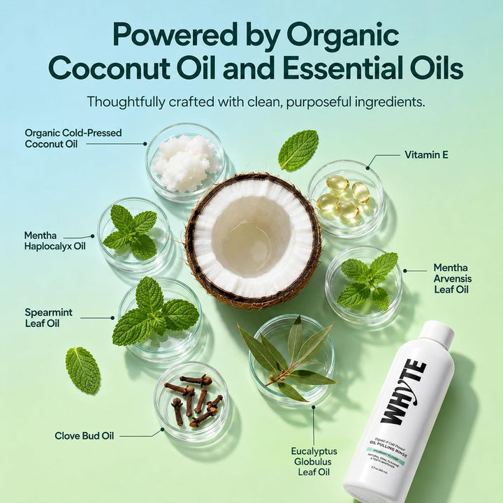 Whyte Enjuague bucal orgánico con aceite de coco para el mal alient...