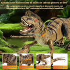 Juguetes de dinosaurio con control remoto para niños, juguetes de dinosaurio robot grandes con cabeza que se balancea 360° y rociador, dinosaurio T-Rex realista que camina y ruge, juguete de
