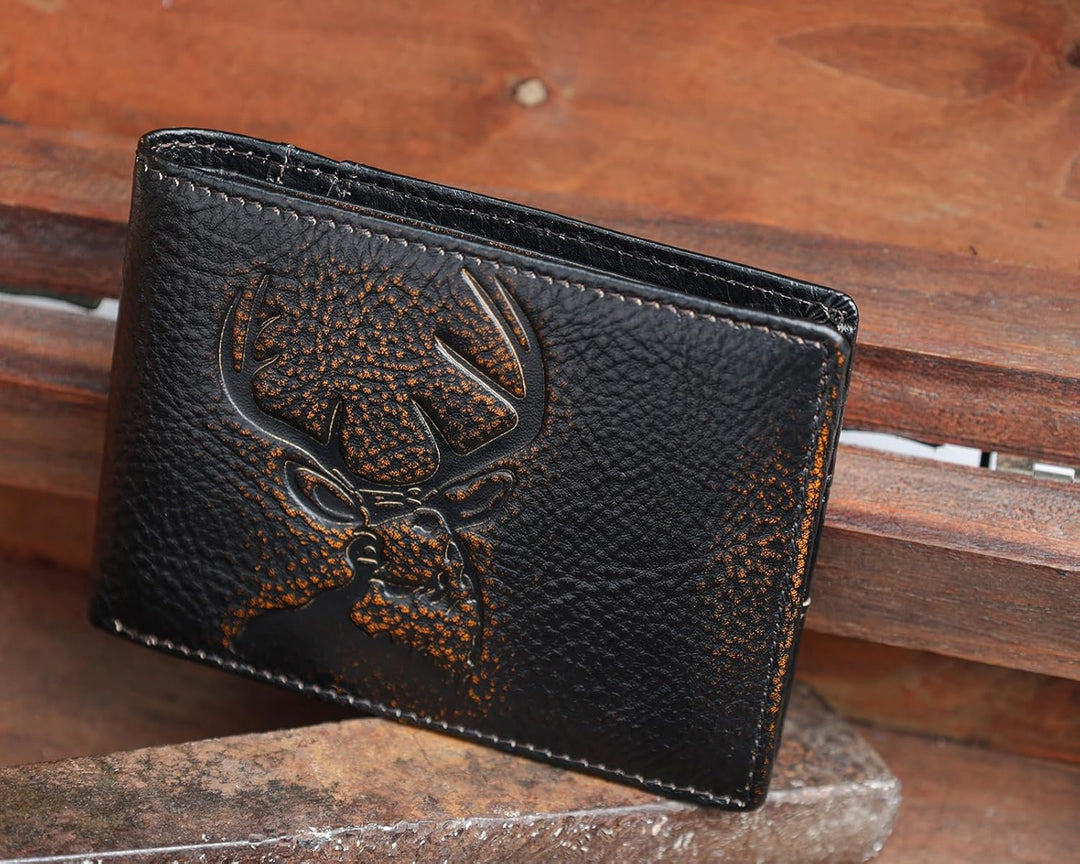 DK86 Cartera para hombres Slim Rfid Bifold Cuero Genuino 2 ID Venta...
