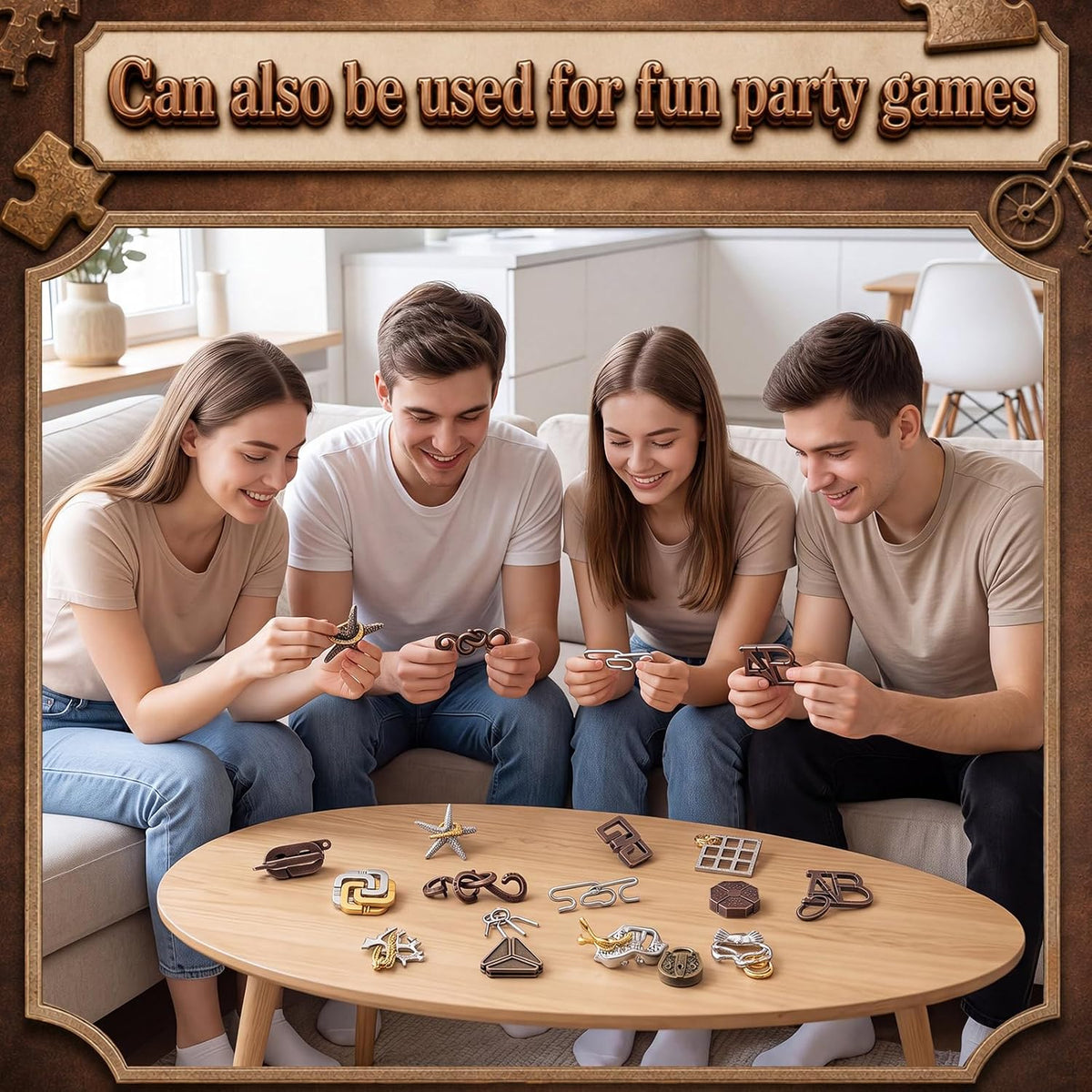 Juego de 48 rompecabezas de metal para adultos, a la moda