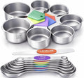 Juego de 15 tazas y cucharas medidoras magnéticas, de acero inoxidable 304, diseño fuerte N52 de anidación magnética con nivelador, para ingredientes secos y líquidos, apto para lavavajillas (colorido)