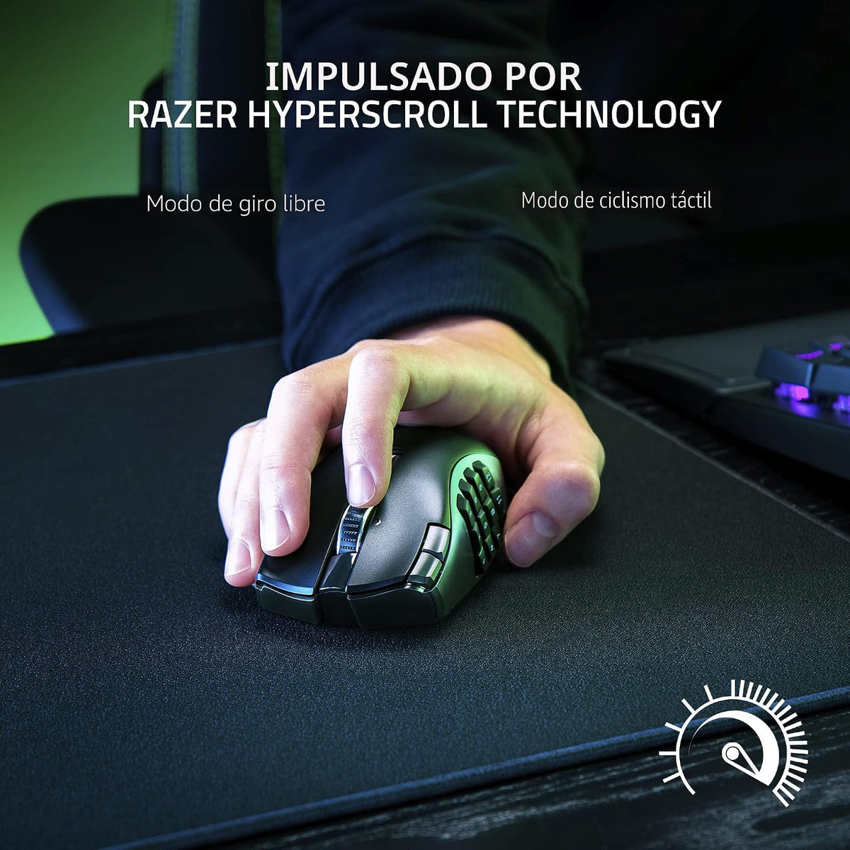 Razer Naga V2 HyperSpeed Mouse inalámbrico MMO para juegos: 19 boto...