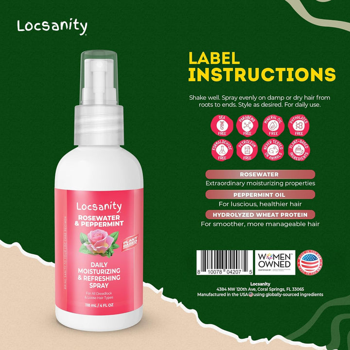Loc Spray - Locsanity - Spray hidratante diario de agua de rosas y...