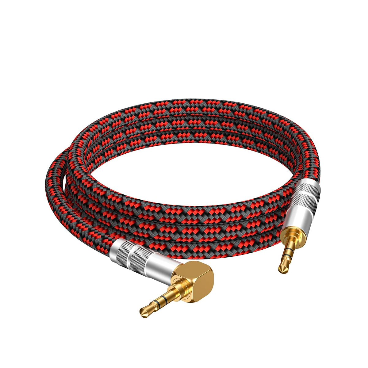 Audiophile - Cable de audio auxiliar de cobre de alta pureza, macho de 0.138 in a macho de 0.138 in, cable auxiliar de audio estéreo chapado en oro (recto a ángulo recto, 6.6 ft)