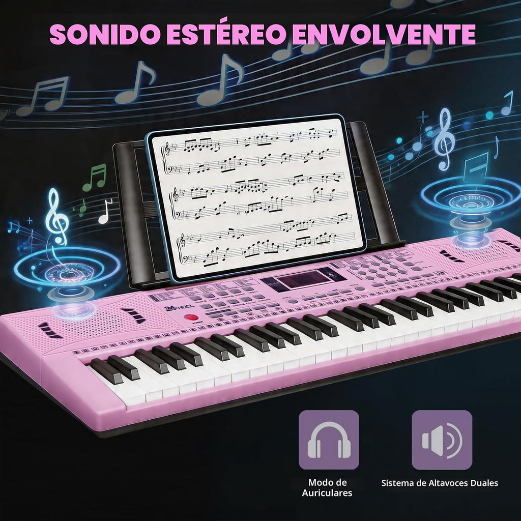 Electronic teclado Piano 61 Lighted Keys para Kids (Pink)