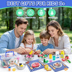 Juboury Wooden Play Food Sets para Kid Kitchen con Stainless Steel Cookware