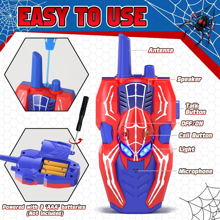 Walkie Talkies para niños, juguetes de araña, paquete de 2 juguetes...