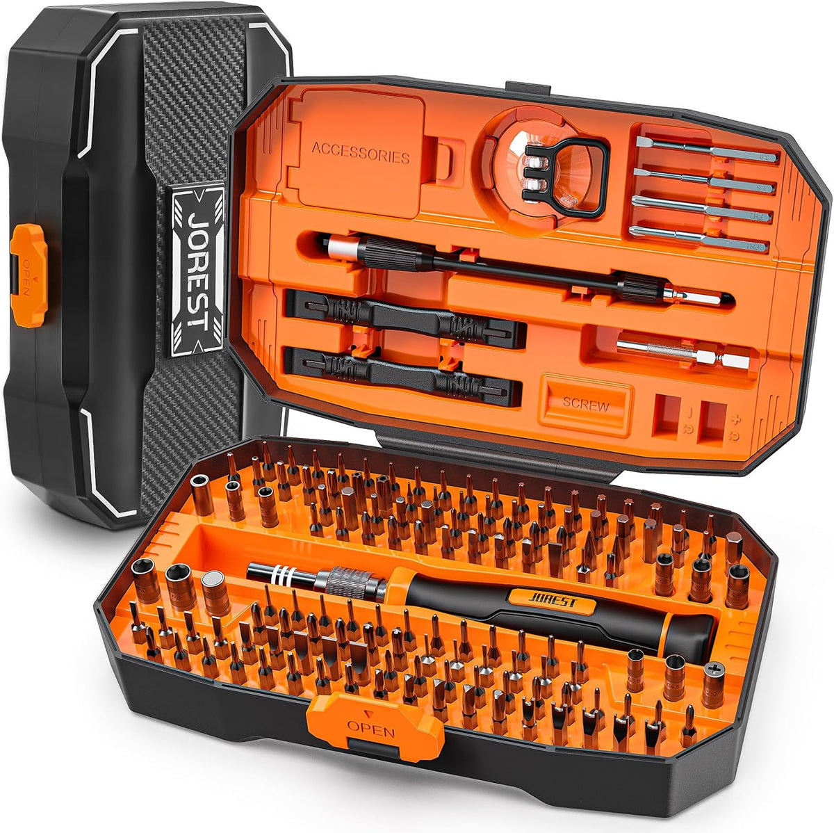 JOREST - Juego de destornilladores de precisión pequeños 152 en 1, regalos de herramientas para hombres, mini kit de herramientas de reparación para electrónica, Macbook, laptop, PC, RC, PS5, iPhone