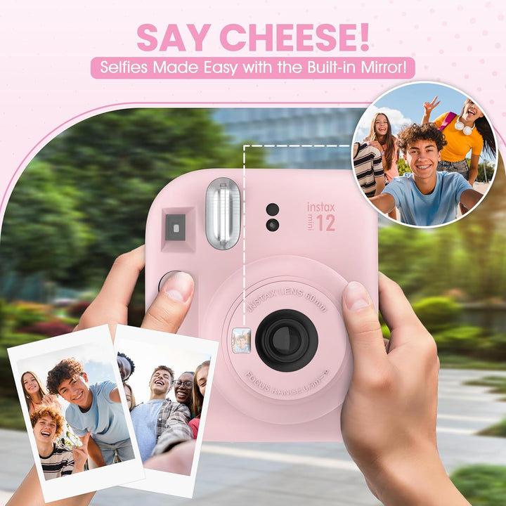 Fujifilm Cámara instantánea Instax Mini 12 color rosa flor + estuch...