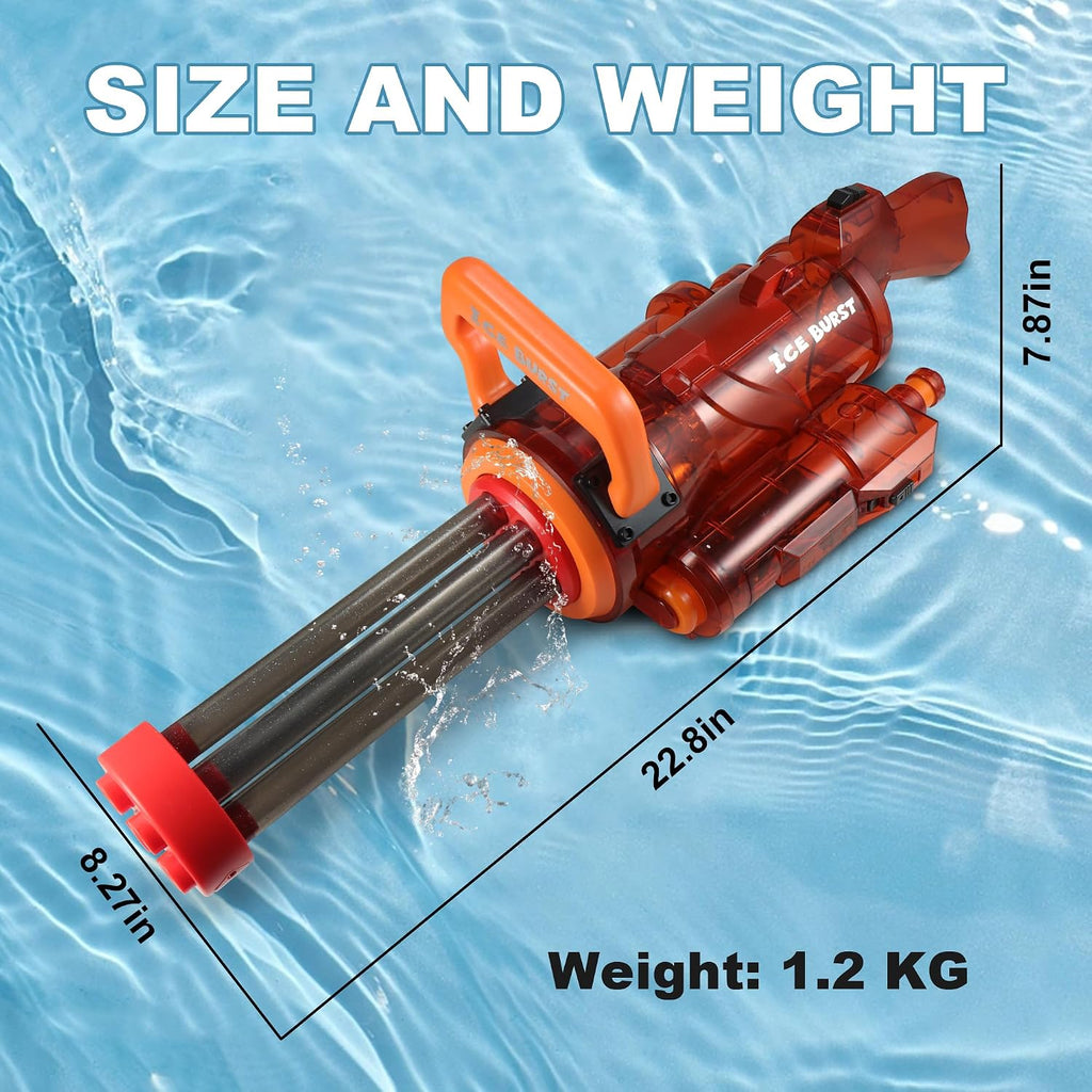 Gatling - Pistola de agua eléctrica con tanque de mochila, barril de