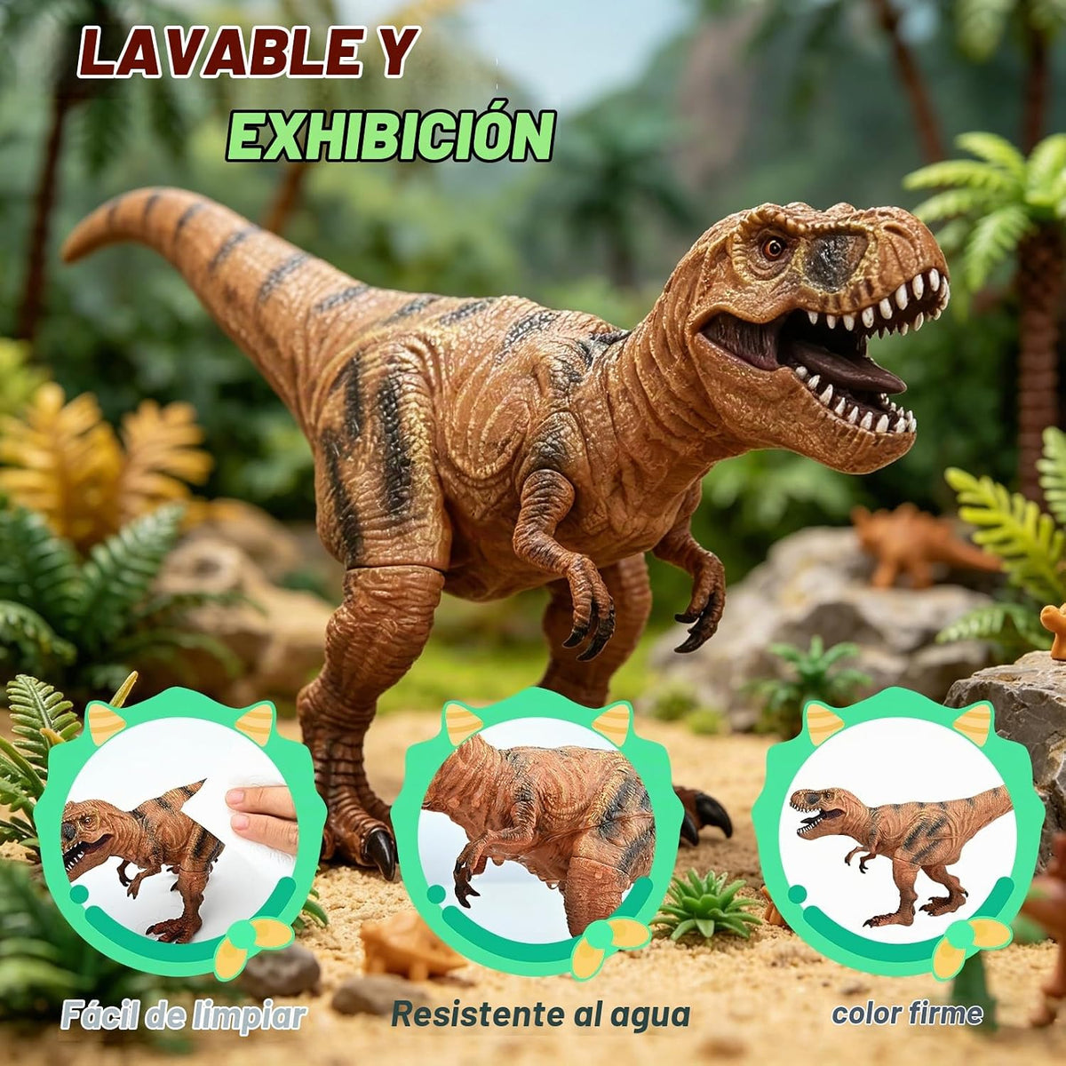 6 piezas de juguetes de dinosaurio grandes para niños de 3 a 5 años, juguetes realistas de dinosaurios suaves para niños de 3 a 7 años, juego de figuras de dinosaurio grandes para los amantes