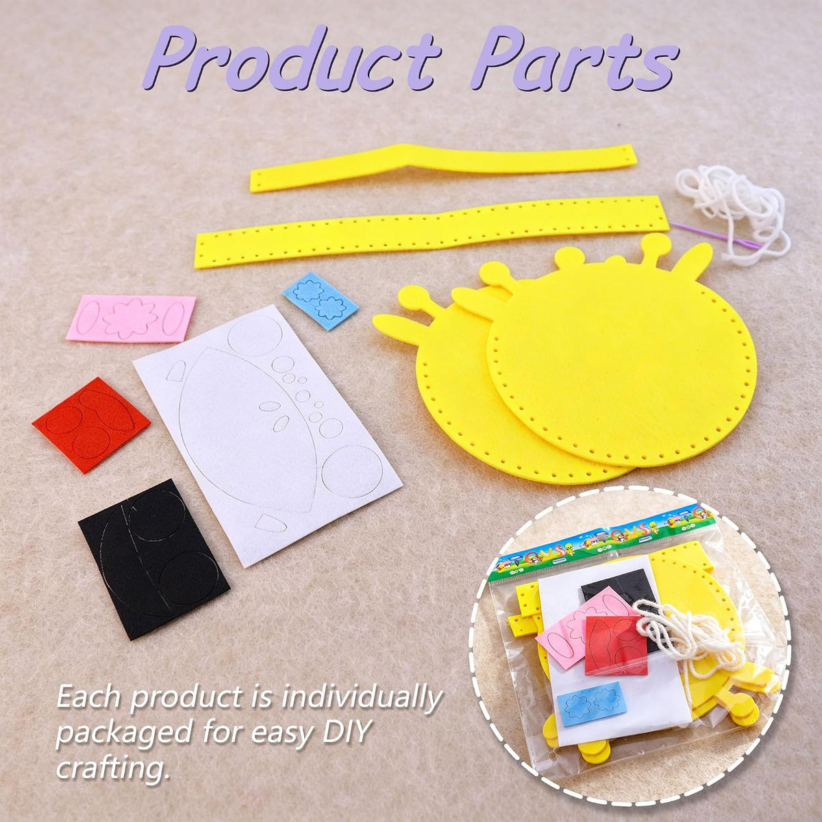Kit de manualidades de bolso de costura de fieltro para niños