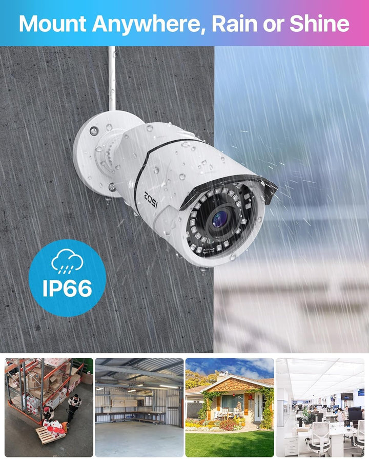 ZOSI Sistema de cámara de seguridad PoE de 8 canales de 5 MP, NVR H...