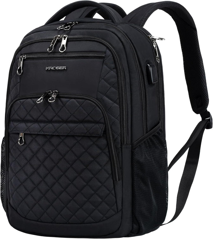 KROSER Mochila de viaje para laptop, Acolchado, negro, 17 pulg., Mo...