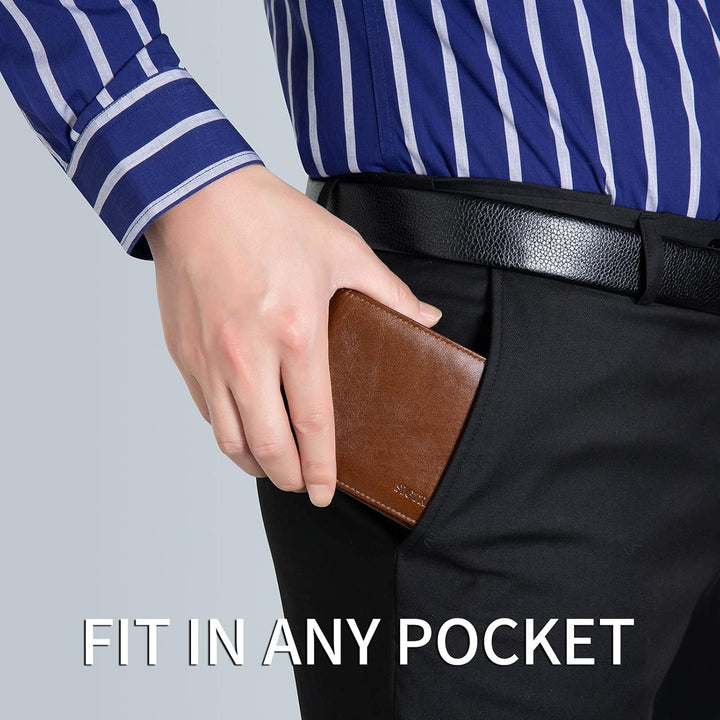 Sigtrenx Carteras de cuero para hombre, de cuero genuino, carteras...