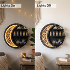 Estante de pared inalámbrico con luz LED | Decoración de luna de madera