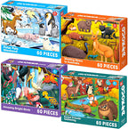 QUOKKA Rompecabezas para niños de 4 a 6 años – Juego de rompecabezas de 4 x 60 para niños pequeños de 3 a 5 años – Polar, pájaros, animales juguetes para niños de 6 a 8 años – Juego educativo de
