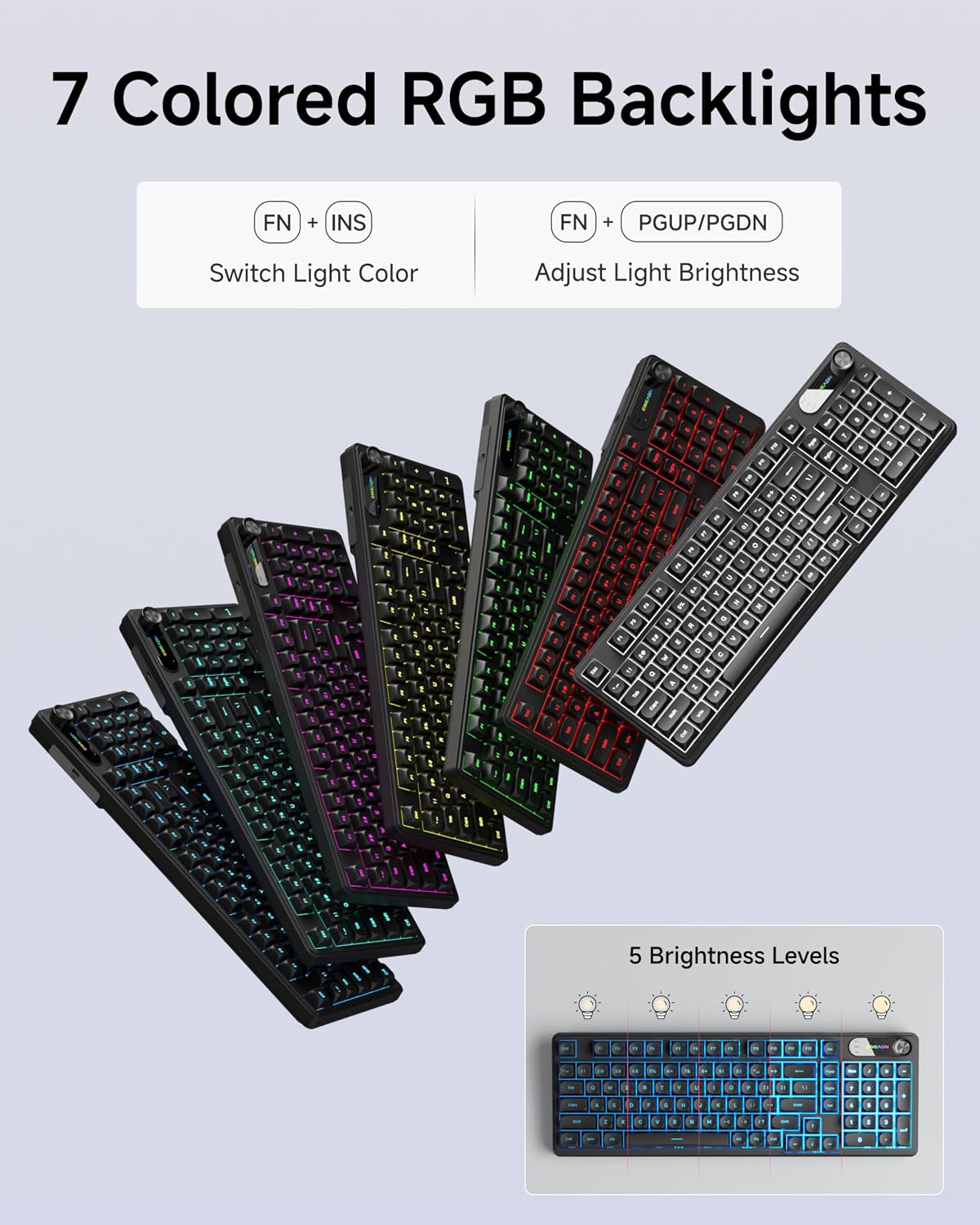 EWEADN C98 Combo de teclado y mouse con cable, teclados ergonómicos...