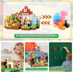 150 bloques magnéticos, bloques de construcción magnéticos de animales de granja, cubos magnéticos apilables para niños, juguete de construcción magnético para niños y niñas, juguete sensorial STEM Montessori para edades de 3 a 12 años, regalo de cumpleañ