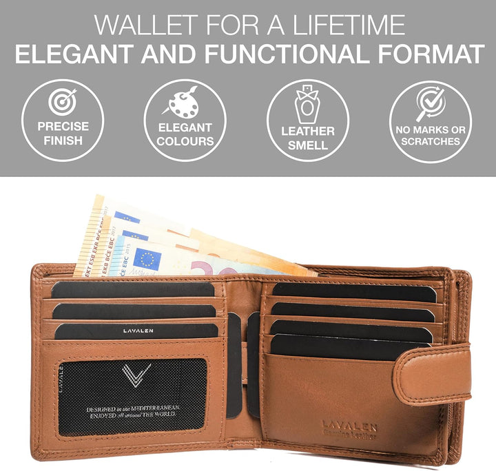 Lavalen Cartera de cuero suave para hombre - Billeteras de cuero pl...