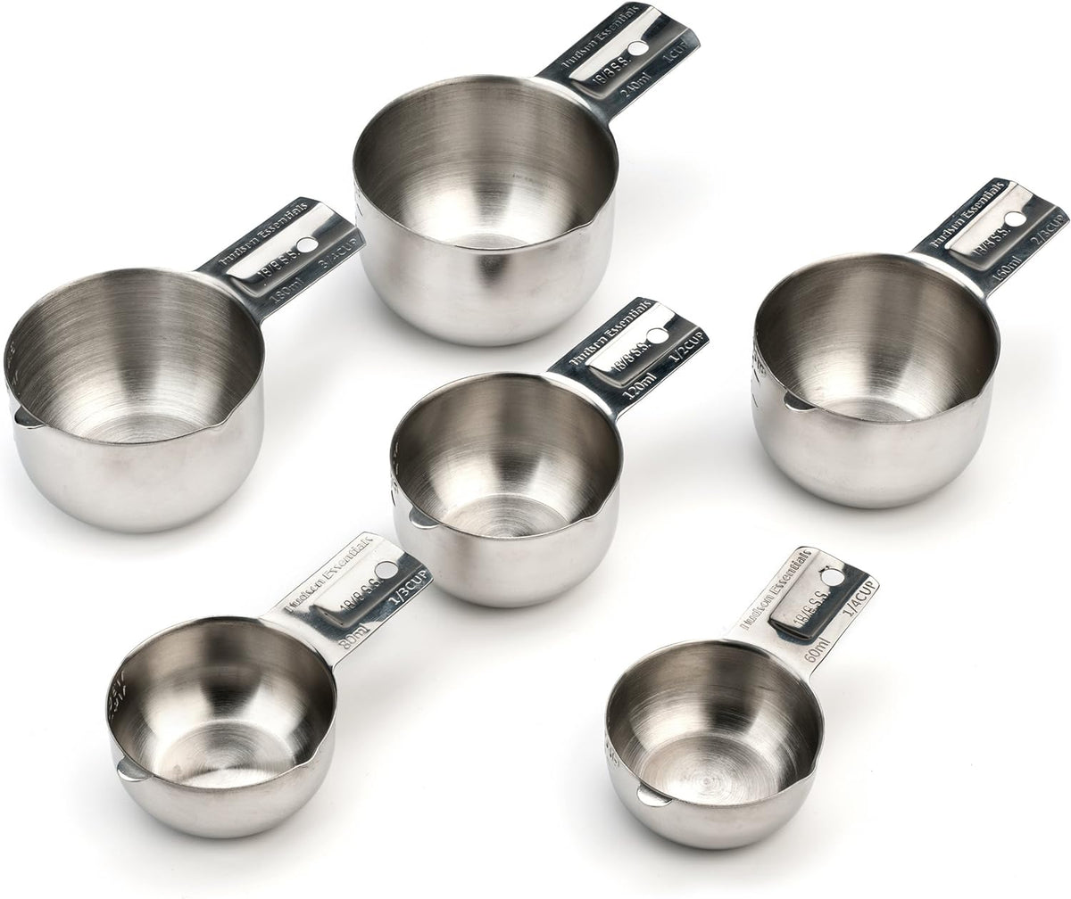Hudson Essentials Juego de tazas medidoras de acero inoxidable (Juego de 6 piezas)