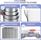 Juego de tazas y cucharas medidoras magnéticas de acero inoxidable para cocinar y hornear, 3 tazas medidoras de plástico, 5 tazas medidoras magnéticas, 7 cucharas medidoras magnéticas, 1