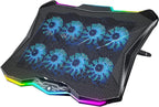 AICHESON Almohadilla de refrigeración para laptop para juegos con 8 ventiladores, soporte de computadora RGB para portátil de 15.6 a 17.3 pulgadas con 7 ranuras de altura, 2 puertos USB, AA3