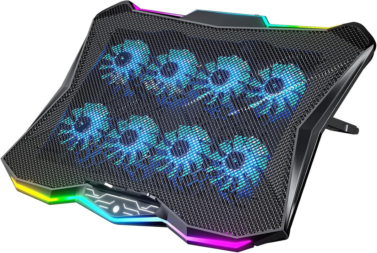 AICHESON Almohadilla de refrigeración para laptop para juegos con 8 ventiladores, soporte de computadora RGB para portátil de 15.6 a 17.3 pulgadas con 7 ranuras de altura, 2 puertos USB, AA3