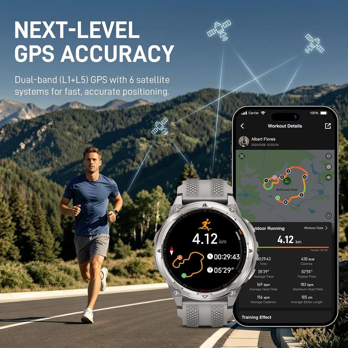 KOSPET ORB 2 Reloj Inteligente Resistente, 5 ATM y IP69 Impermeable, GPS de Banda Dual