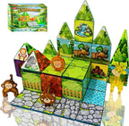 LATI Zoo World - Azulejos magnéticos para niños con jirafa, león y oso