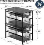 Simple Houseware Cajón organizador apilable de cesta deslizante, negro, 2 niveles