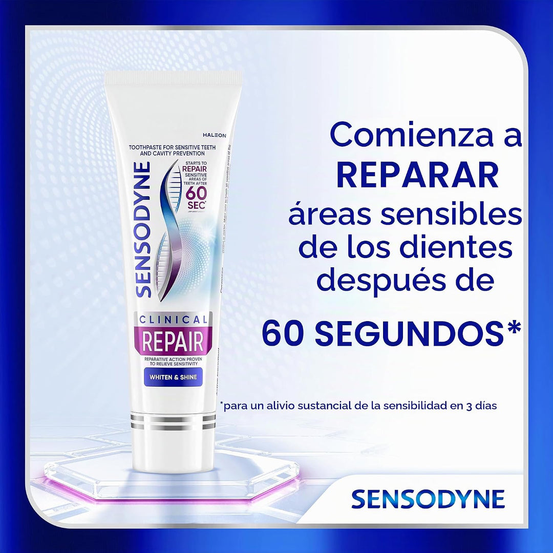 Pasta dental Sensodyne Clinical Repair Whiten &amp; Shine para aliv...