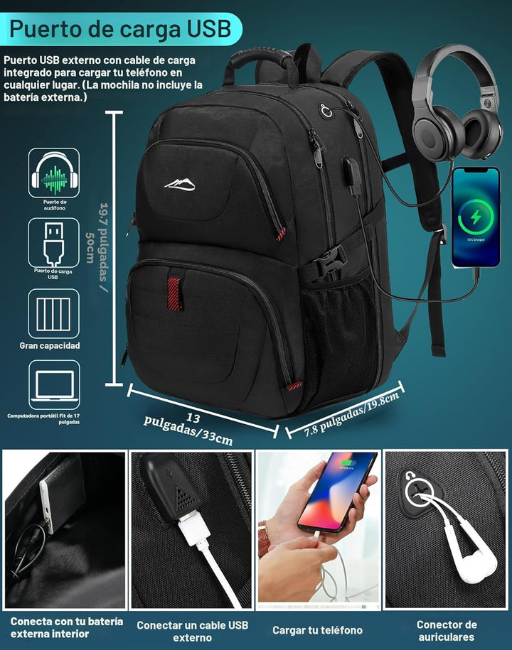 ProEtrade Mochila de viaje extra grande para portátil, antirrobo, p...