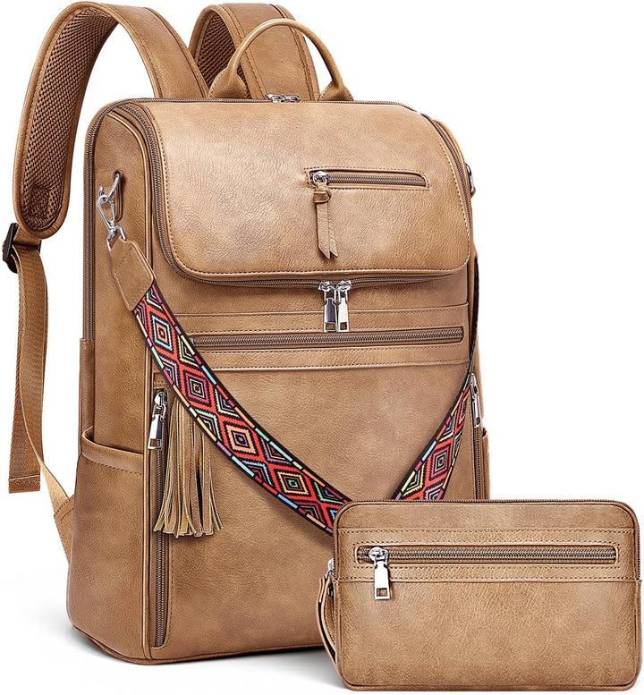 SYTRAH Mochila de cuero para laptop para mujer, bolsa de diseñador...