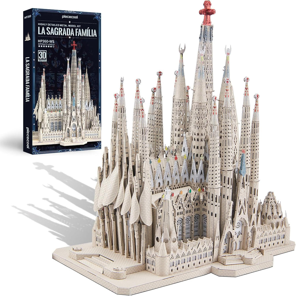 Piececool Rompecabezas de metal 3D para adultos y adolescentes, kit de modelo de metal de La Sagrada Familia, manualidades de bricolaje para adultos, catedral española, juego de construcción de arquitectura, 450 piezas