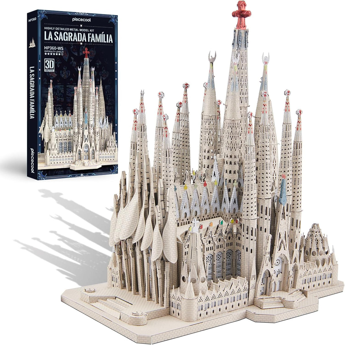 Piececool Rompecabezas de metal 3D para adultos y adolescentes, kit de modelo de metal de La Sagrada Familia, manualidades de bricolaje para adultos, catedral española, juego de construcción de arquitectura, 450 piezas