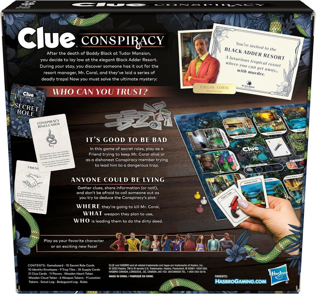Hasbro Gaming Clue Conspiracy Juego de Mesa para Adultos y Adolescentes, Juego de Rol Secreto y Estrategia, Edades 14+, 4-10 Jugadores, 45 Minutos, Misterio y Juegos para Reuniones