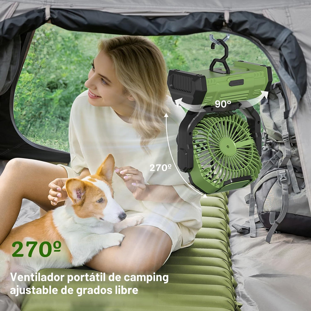 Honesorn - Ventilador alimentado por batería de 20000 mAh con luz L...