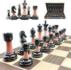 Juego de ajedrez de madera plegable grande de 17 pulgadas con piezas