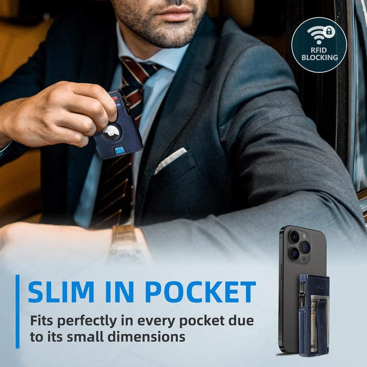 Miyozi - Billetera Airtag para hombre, con clip de dinero, estuche...