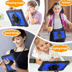 SEYMAC stock Funda para Samsung Galaxy Tab A11+ Plus/A9+ Plus de 11 pulgadas, funda de protección contra caídas de cuerpo completo con protector de pantalla y soporte para lápiz [correa de mano