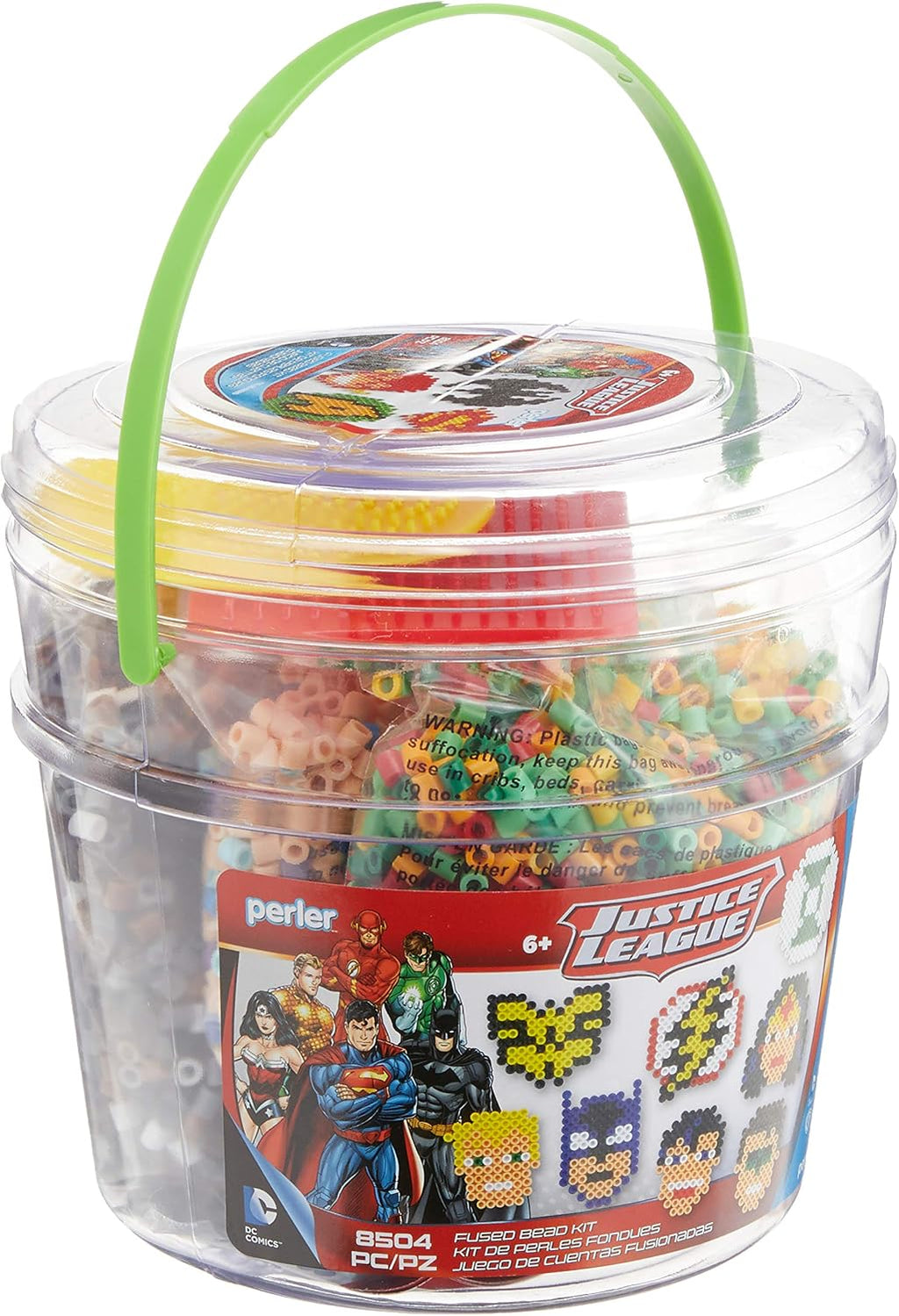 Perler Beads Justice League Fuse Bead Bucket Kit de actividades artesanales, 8504 piezas